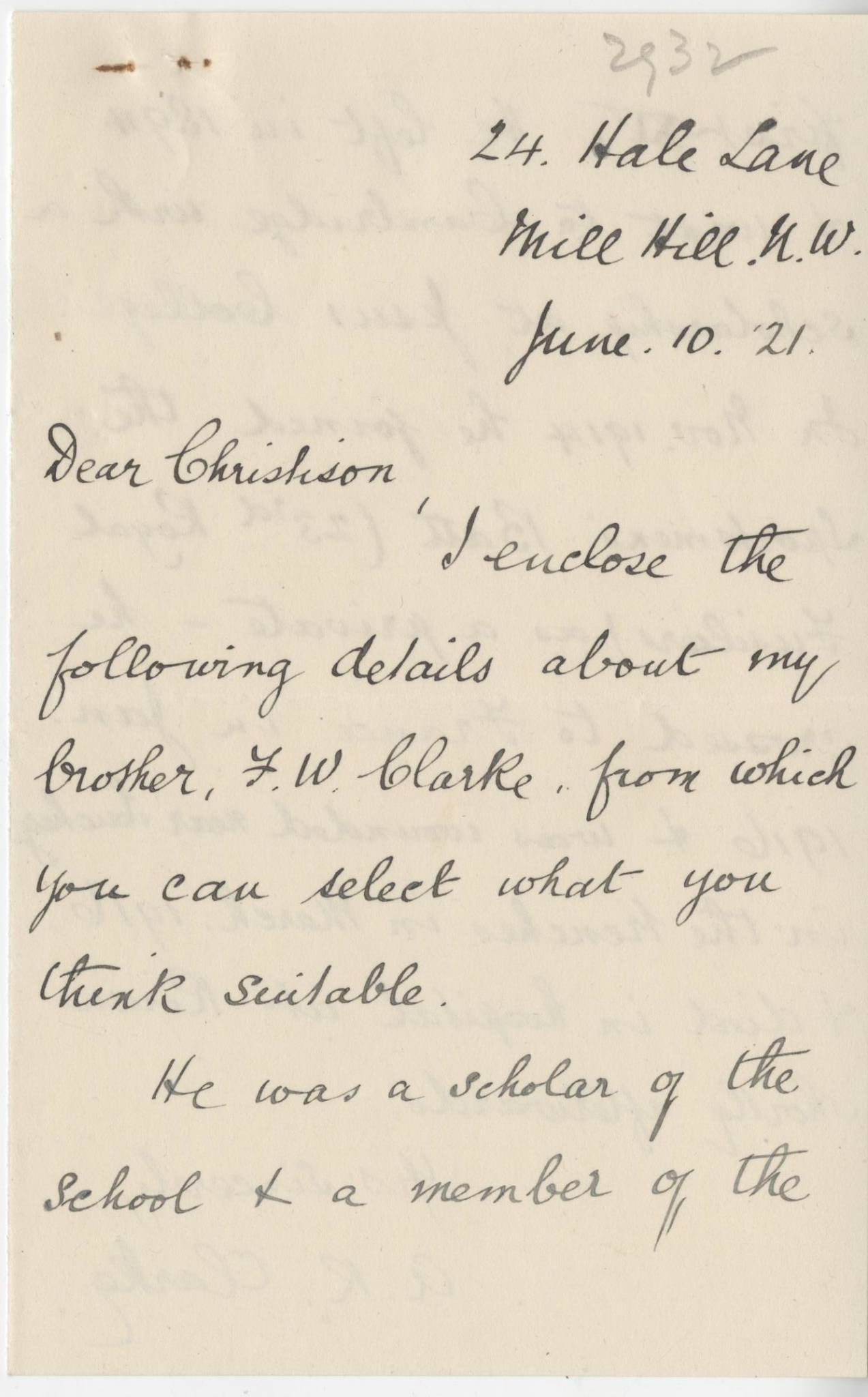 Clarke FW Brother Letter 1