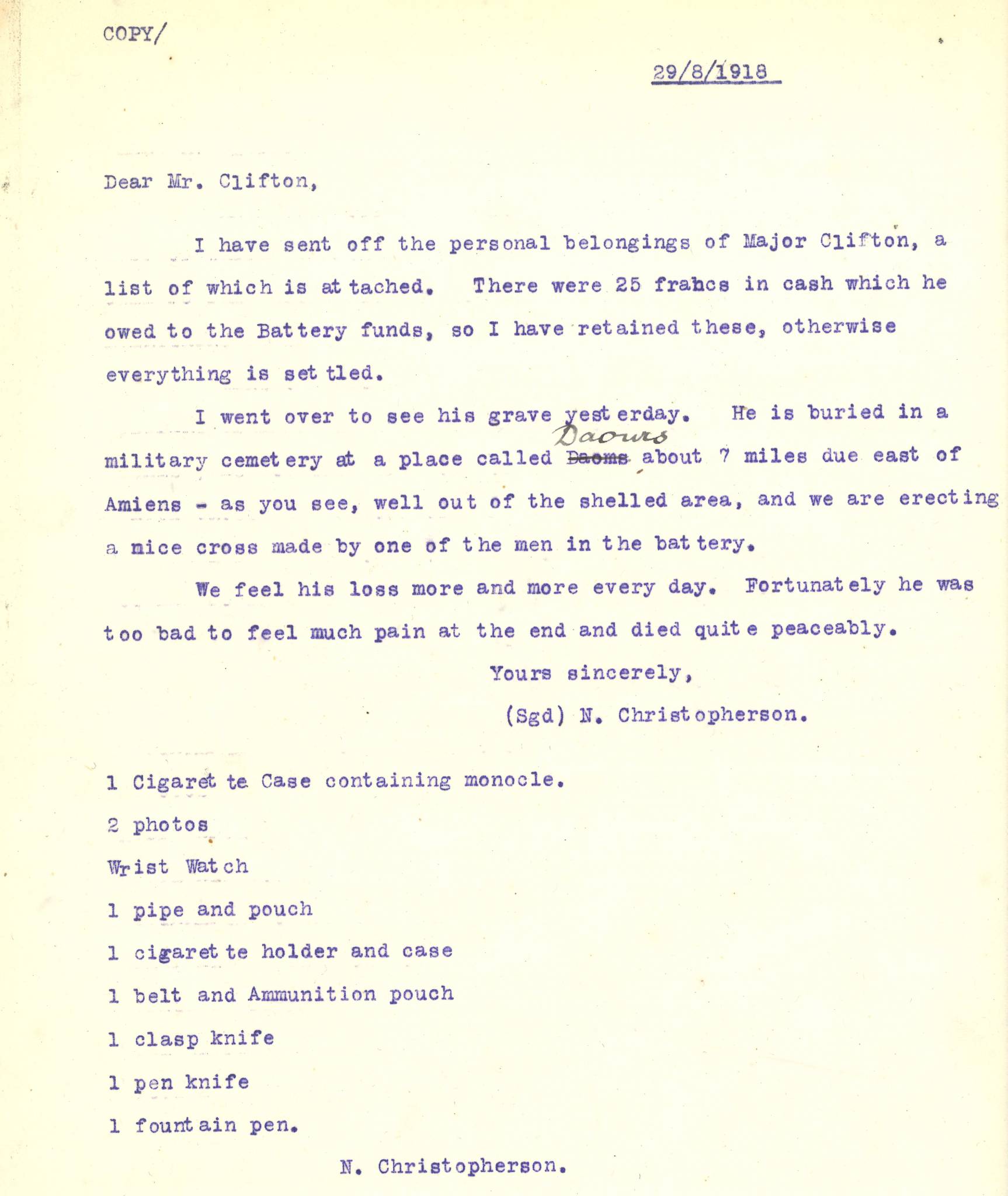 Clifton PJ Second Christopherson Letter