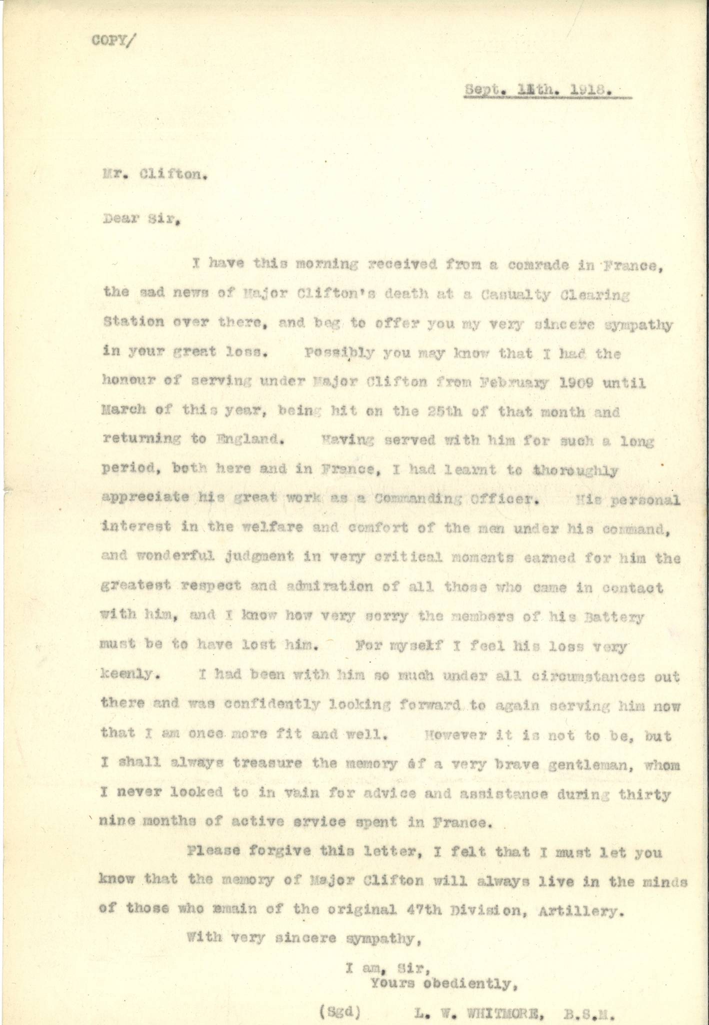 Clifton PJ Whitmore Letter