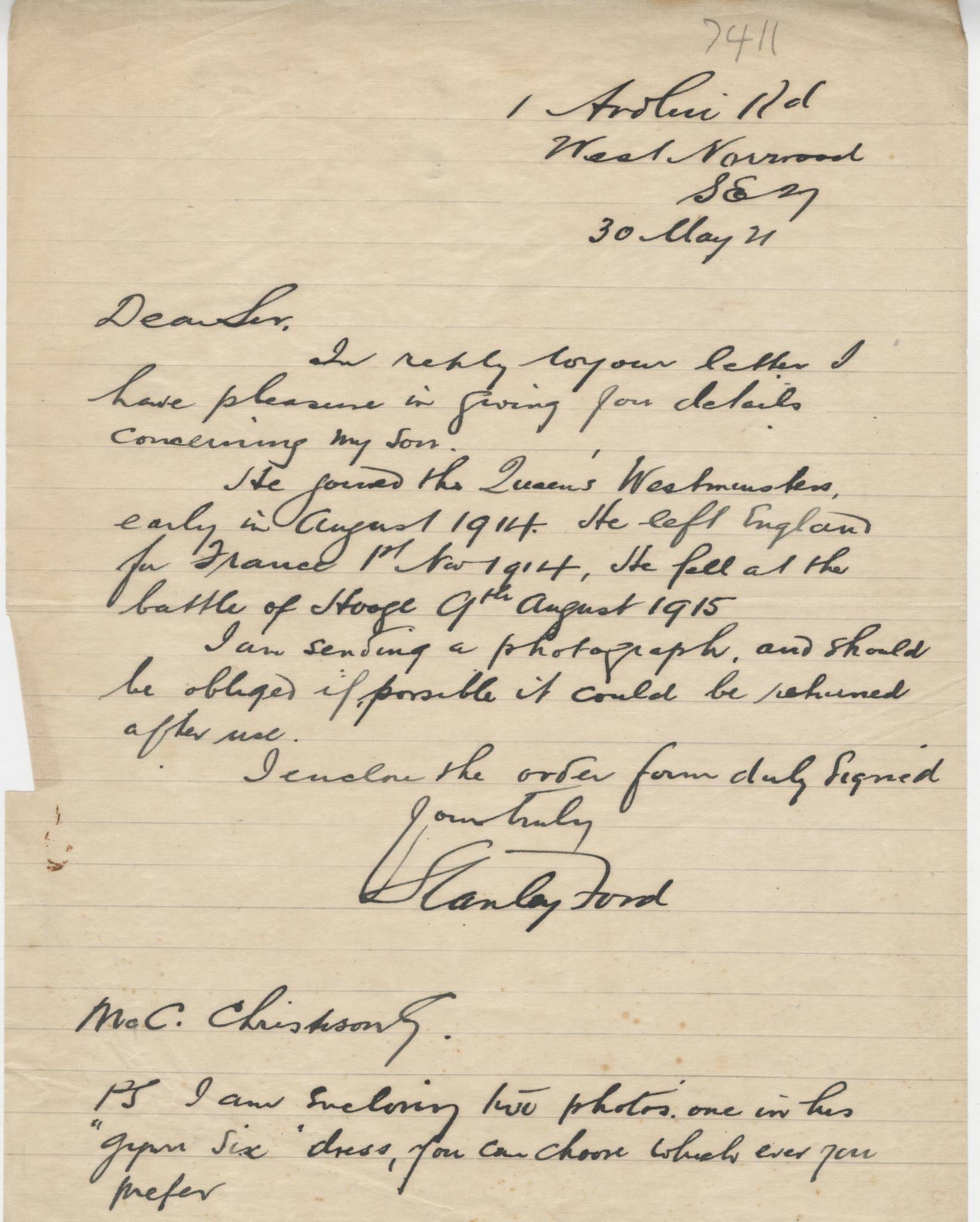 Ford AS Father Letter