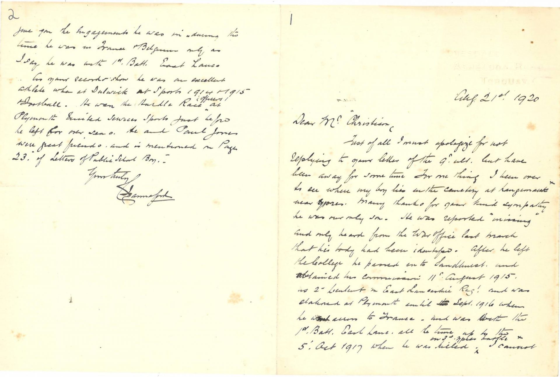 Hannaford SJ First Father Letter