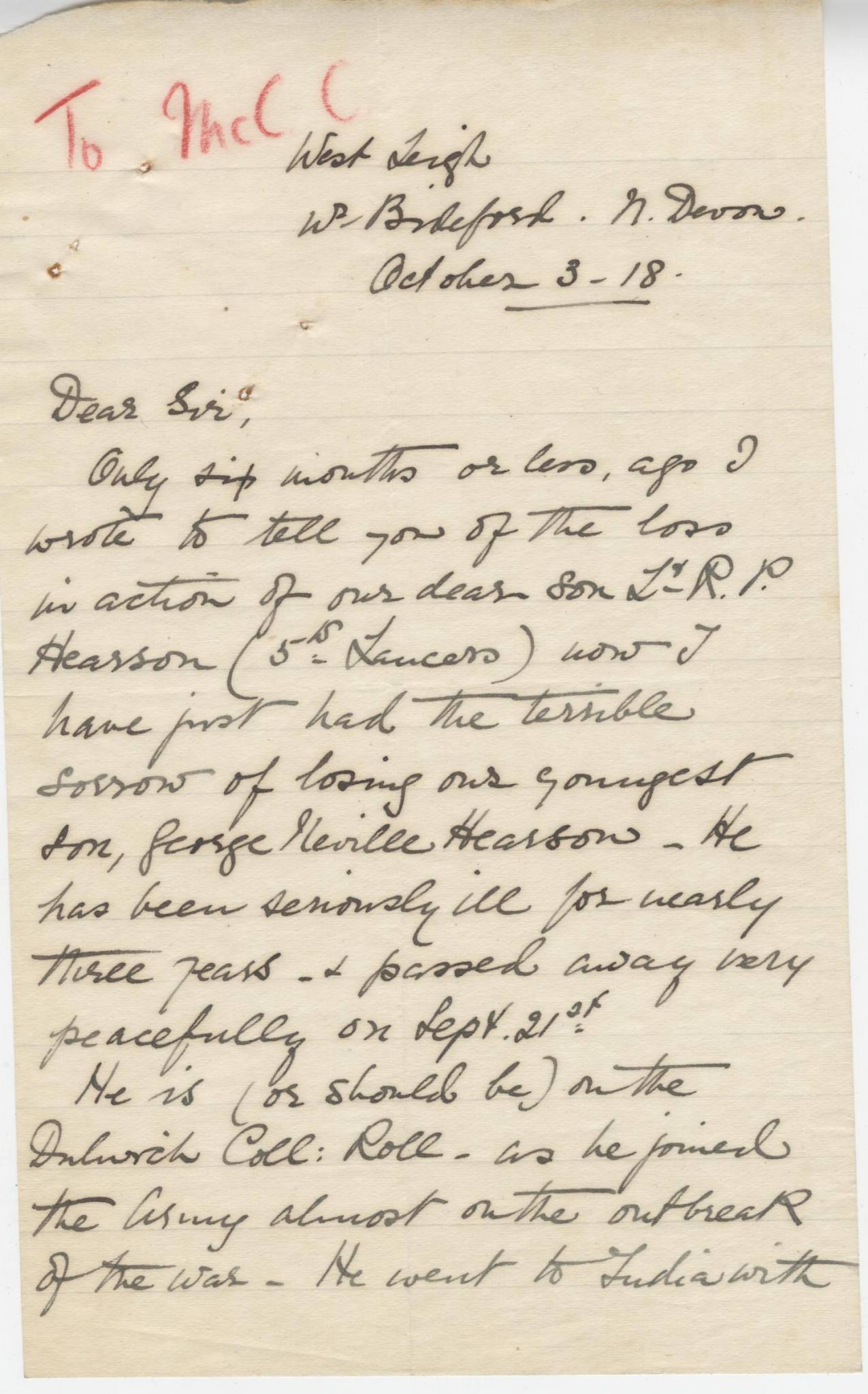 Hearson First Mother Letter 1