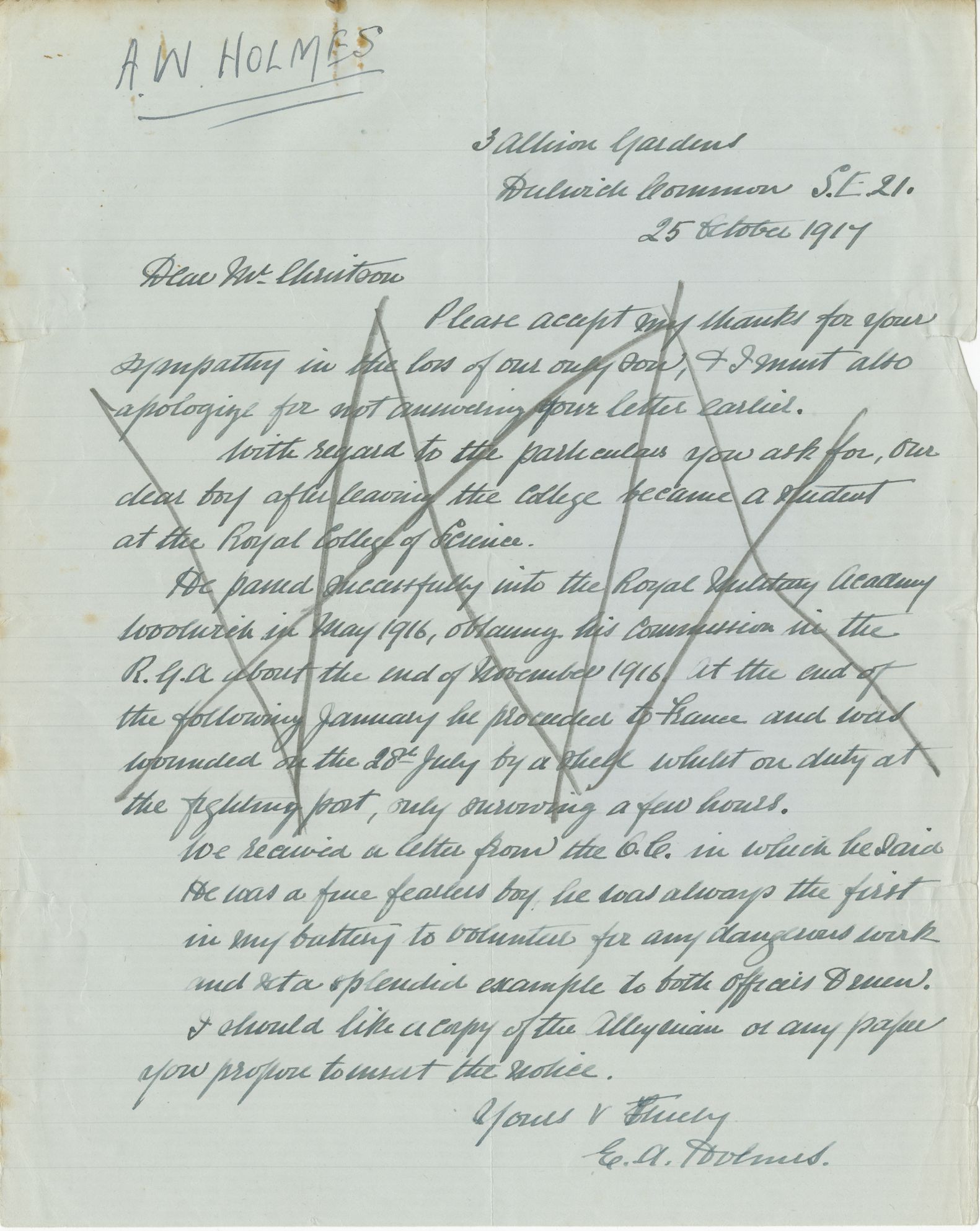 Holmes AW Second Mother Letter