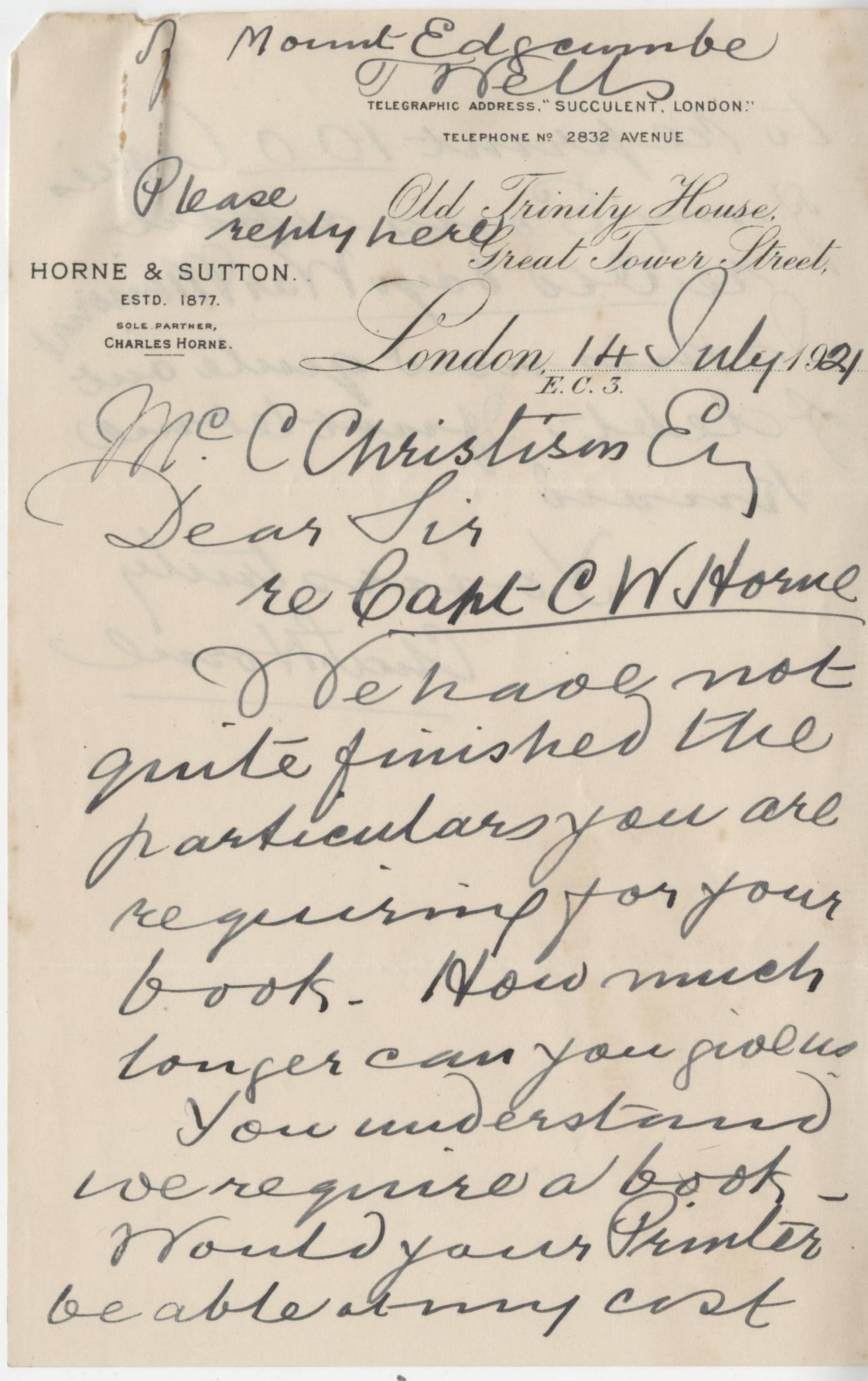 Horne CW First Mother Letter 1