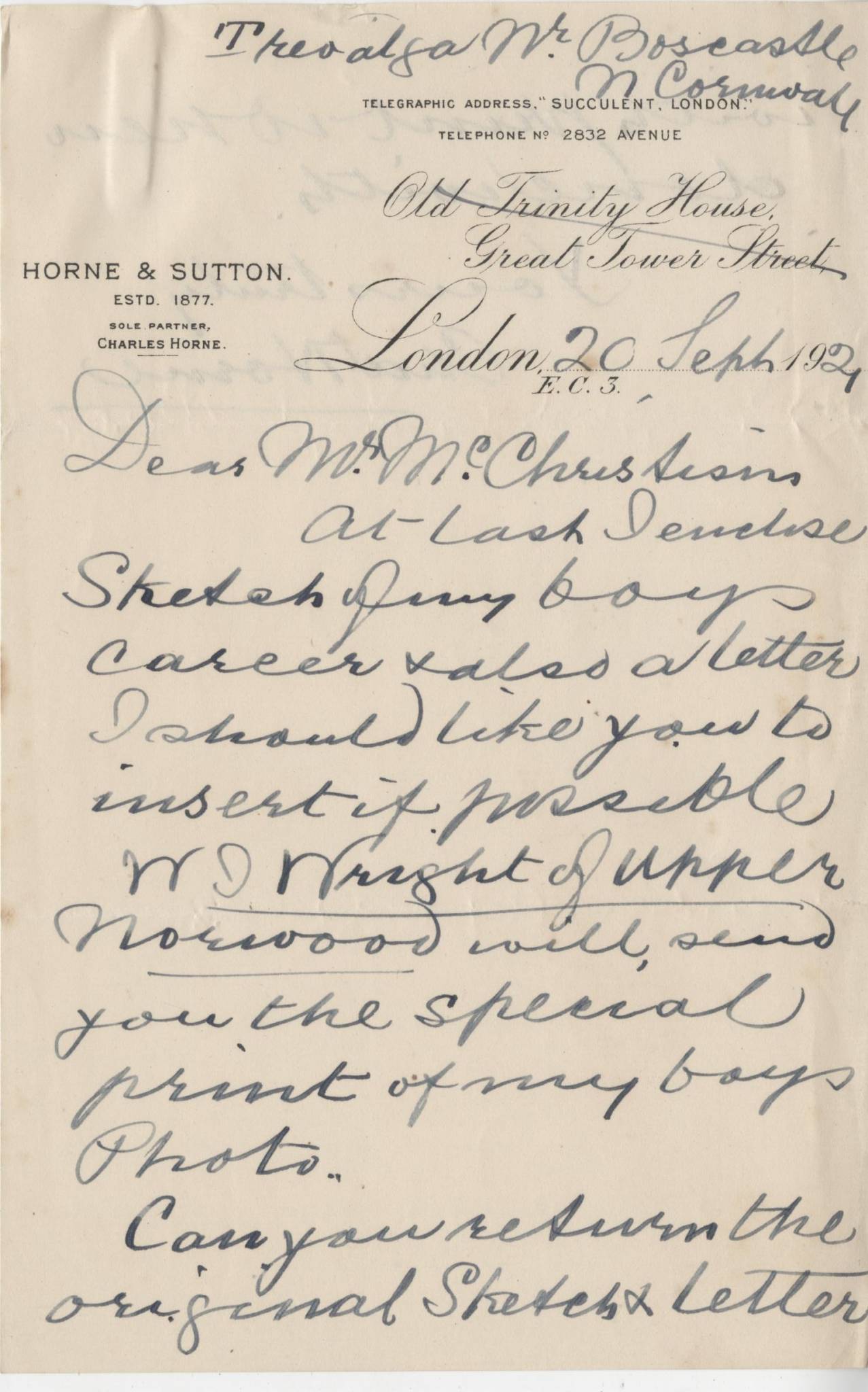 Horne CW Second Mother Letter 1
