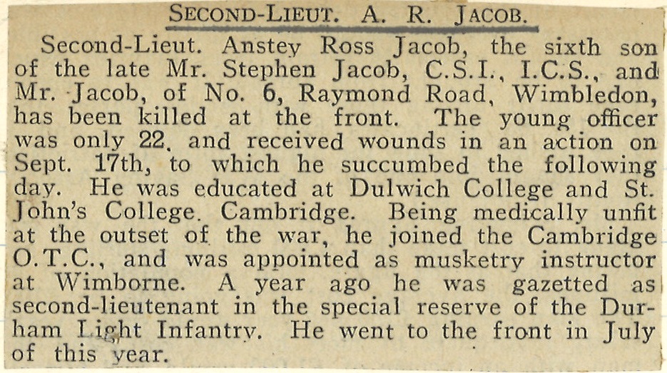 Jacob AR Second Obituary