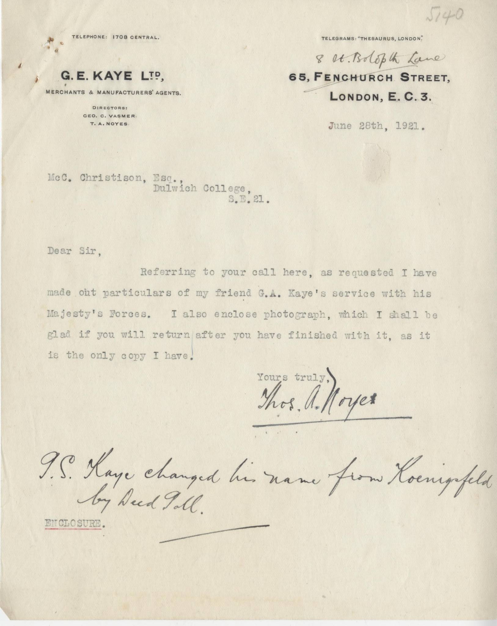 Kaye GA Second Noyes Letter