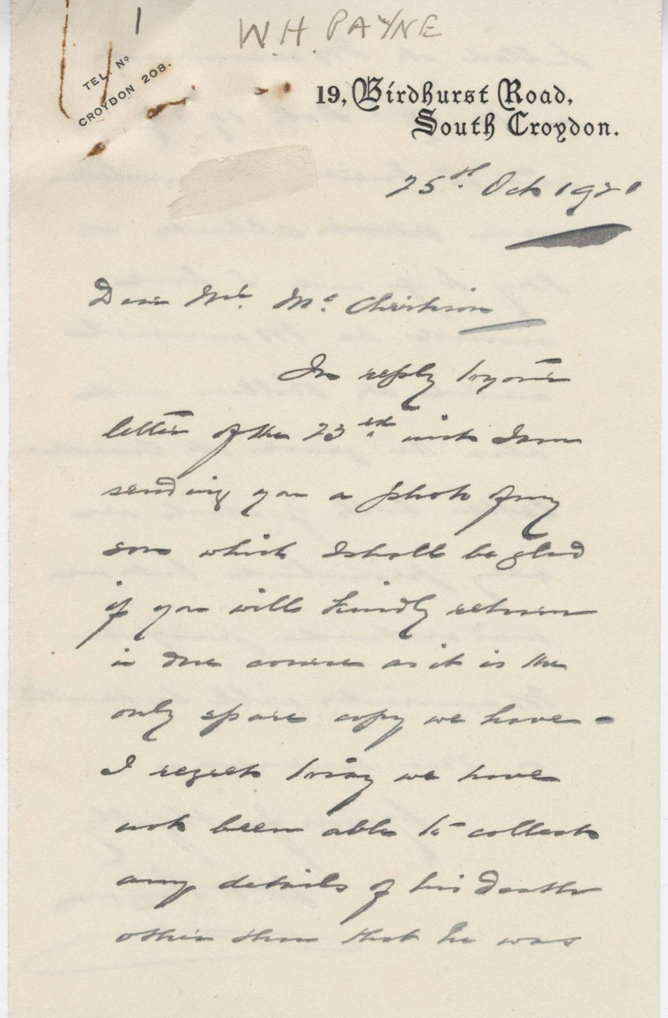 Payne WH Father Letter 1