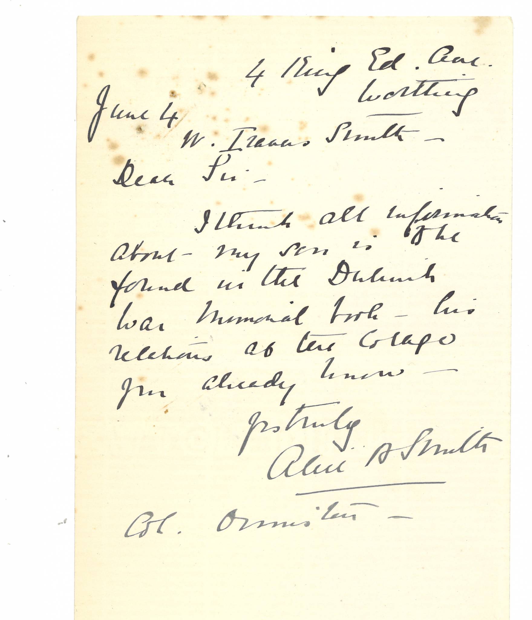 Smith WT Second Mother Letter