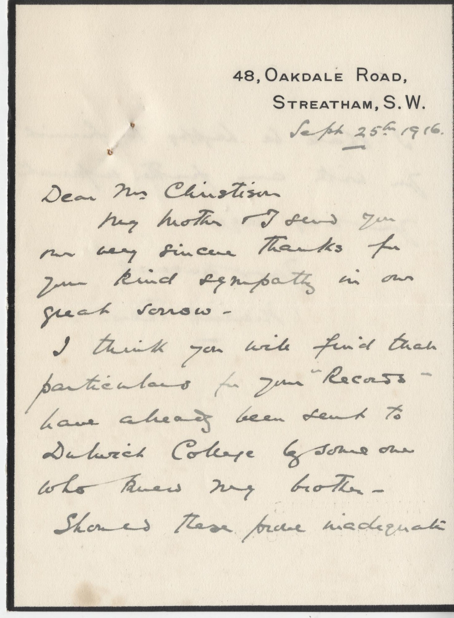 Thew FA First Sister Letter 1