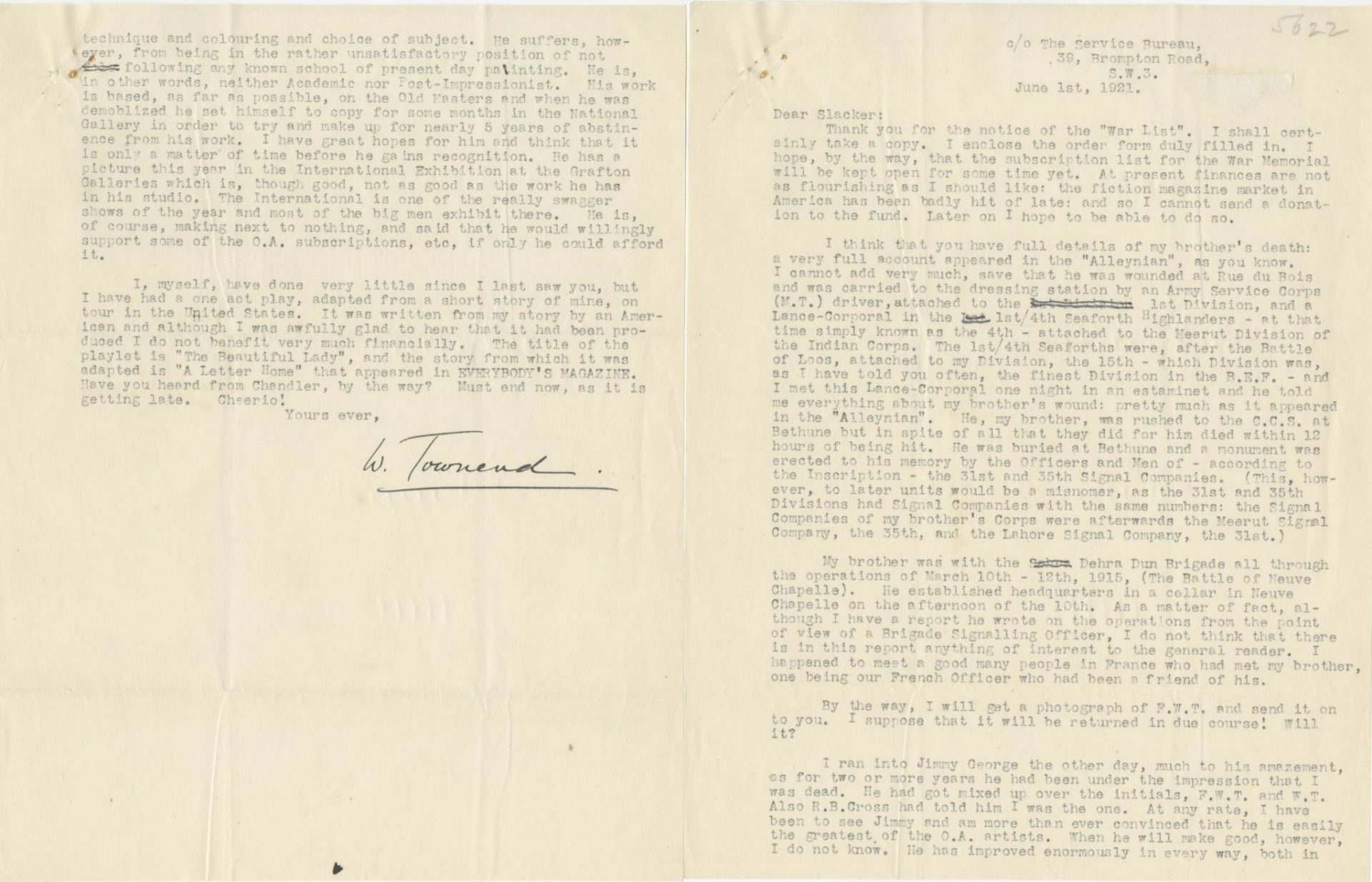 Townend FW Brother Letter