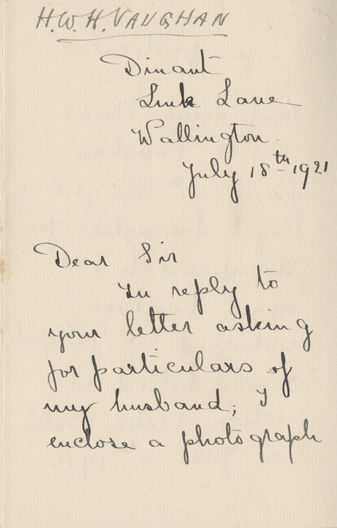 Vaughan HWH Widow Letter 1
