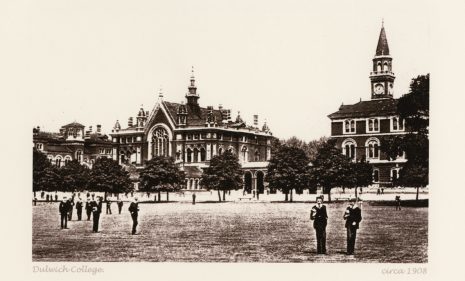 Photo of Dulwich College taken from the playing fields, 1908