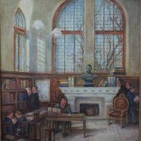 Painting of the interior of what is now the Old Library, by Marguerite Pearce
