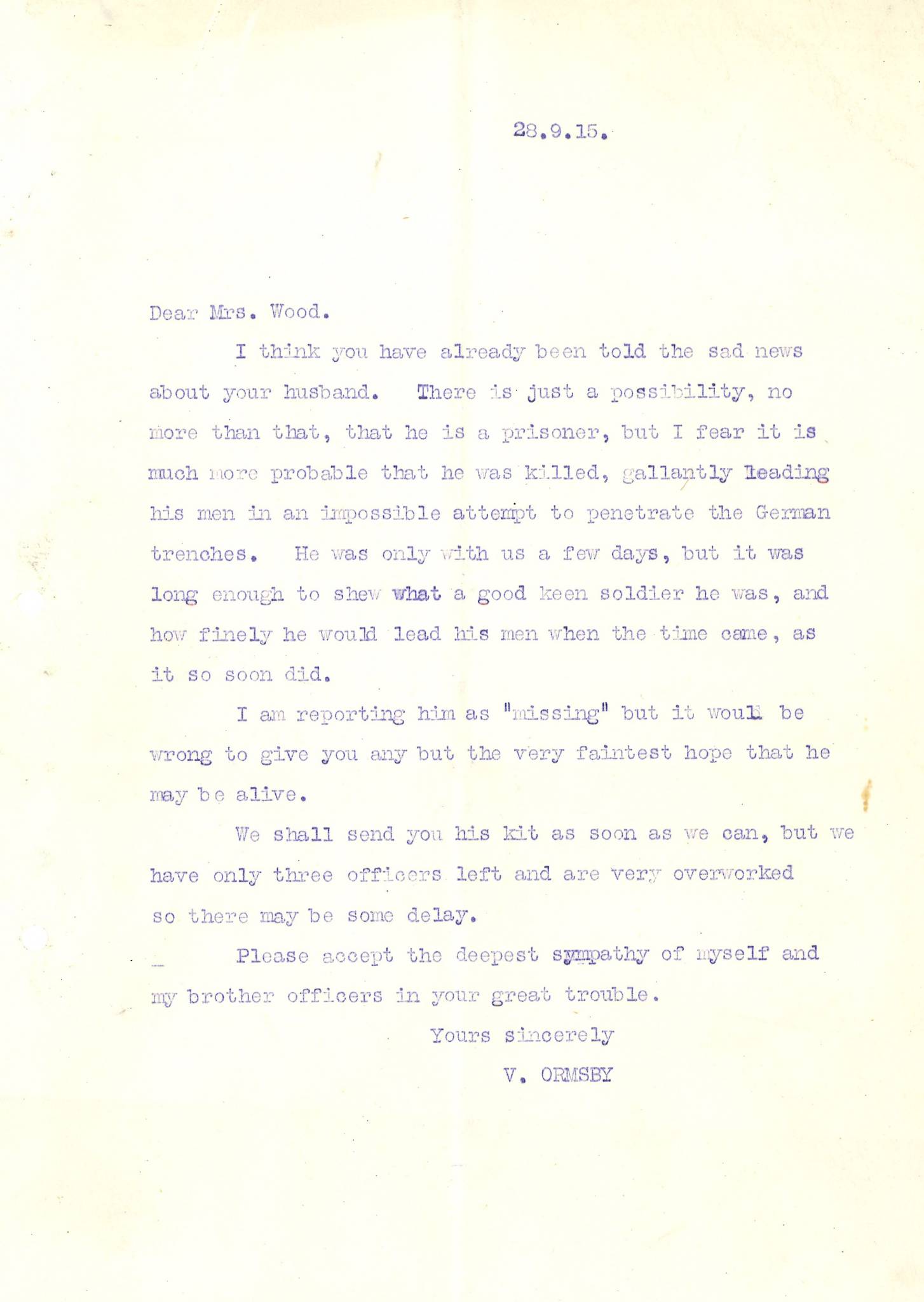 Wood TP Ormsby Letter
